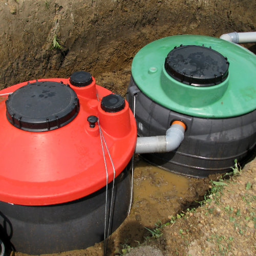 A septic tank installation being undertaken